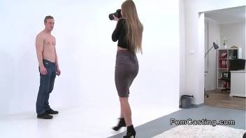 Male model filming and fucking female agent