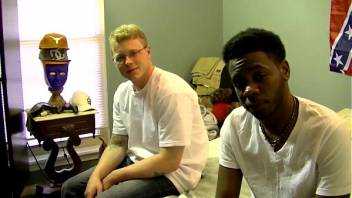 Big black cock dude fucking a white dude in the ass